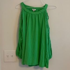 Green open sleeve top. Size small. Never worn